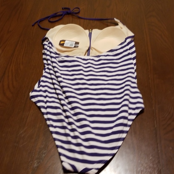 Sea Angel blue white striped gold zipper F122:8:11 - Picture 3 of 8